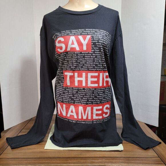 Say Their Names Graphic LS Tee Black Port & Co Fan Favorite - Picture 1 of 4